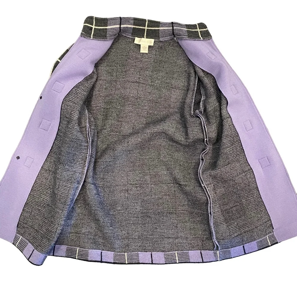 Doncaster Lavender/Grey Wool Plaid Knit Jacket Medium